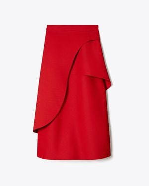 Tory Burch Crepe Wrap Skirt - Red