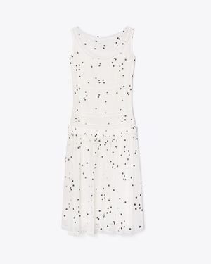 Tory Burch Pleated Silk Lace Dress - White