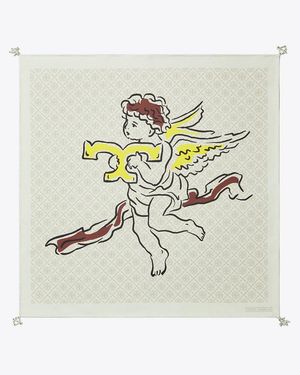 Tory Burch T Monogram Cherub Silk Neckerchief - White