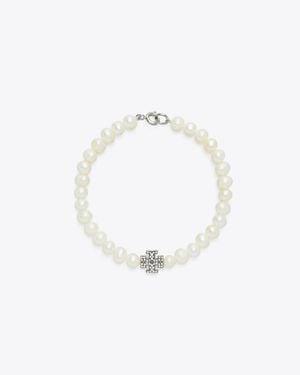 Tory Burch Moondance Pearl And Pavé Bracelet - Metallic
