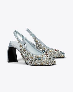 Tory Burch Peep-Toe Slingback Pump - Blue