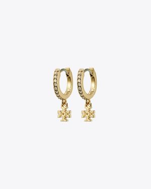 Tory Burch Icon Pavé Huggie Earring - Metallic