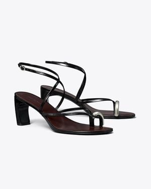 Tory Burch Pierced Multi-Strap Heeled Sandal - Black