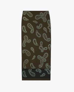 Tory Burch Embellished Viscose Skirt - Green