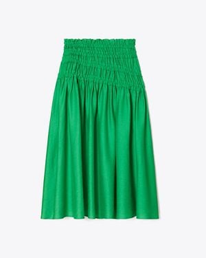 Tory Burch Smocked Viscose Skirt - Green