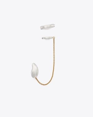 Tory Burch Pierced Chain Ear Cuff - White