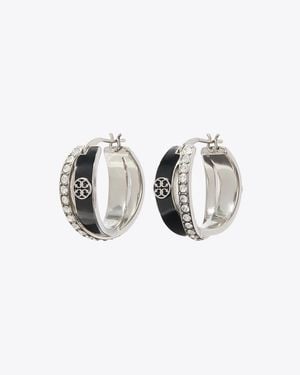 Tory Burch Icon Enamel Double Hoop Earrings - Metallic