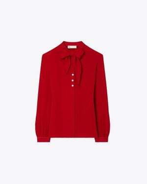 Tory Burch Georgette Bow Blouse - Red