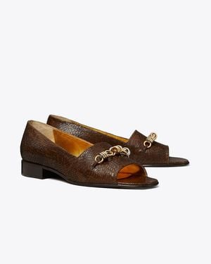 Tory Burch Runway Chain Peep-Toe - Brown