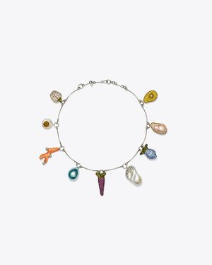 Tory Burch Curiosity Vegetable Necklace, One Size - White