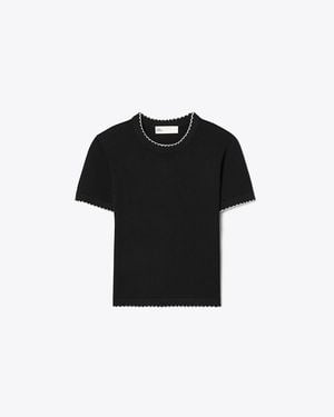 Tory Burch Wool Scalloped Top - Black