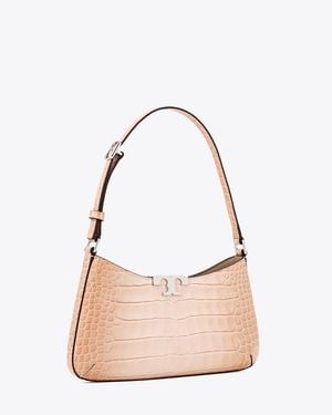 Tory Burch Eleanor Croc Embossed Slim Shoulder Bag, One Size - Pink
