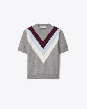 Tory Burch Chevron Wool Top - Grey