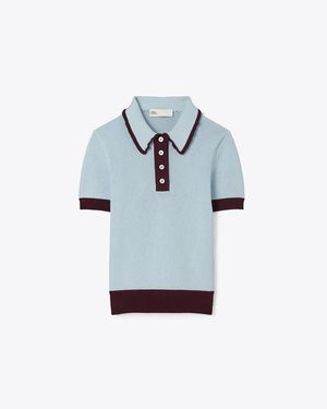 Tory Burch Viscose Pointelle Jumper - Blue