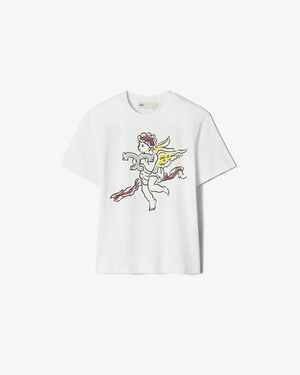 Tory Burch Printed Cotton T-Shirt - White