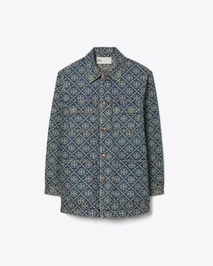 Tory Burch Denim Cargo Barn Jacket - Grey