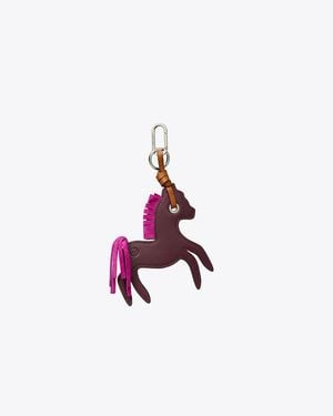 Tory Burch Flat Leather Horse Bag Charm - Purple
