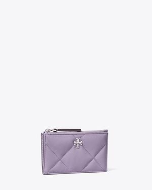 Tory Burch Kira Diamond Quilt Zip Card Case - Purple