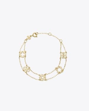 Tory Burch Kira Clover Double-Strand Bracelet - Metallic