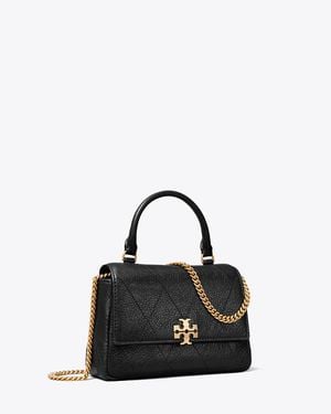 Tory Burch Mini Charlie Quilted Top-Handle Crossbody, One Size - Black