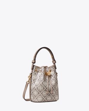Tory Burch T Monogram Coated Jacquard Mini Bucket Bag, One Size - Natural