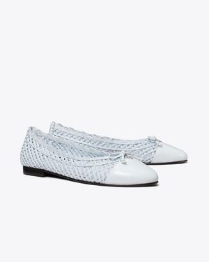 Tory Burch Cap-Toe Ballet - White