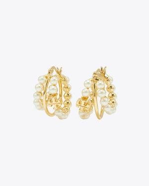 Tory Burch Moondance Multi-Hoop Pearl Earrings - Metallic