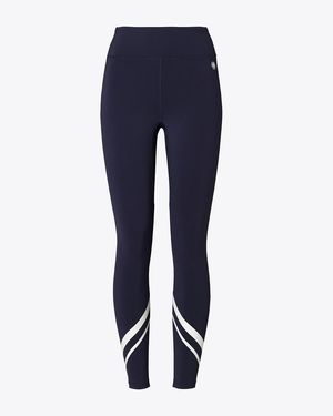 Tory Burch Federleichte Chevron-Leggings Mit Hohem Bund - Blue