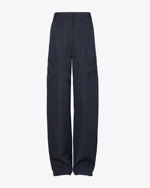 Tory Burch Wide-Leg Wool Pant - Blue