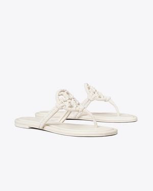 Tory Burch Miller Knotted Pearl Sandal - White