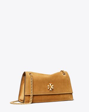 Tory Burch Mini Kira Turnlock Suede Shoulder Bag, One Size - Natural
