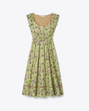 Tory Burch Printed Cotton Poplin Dress - Green