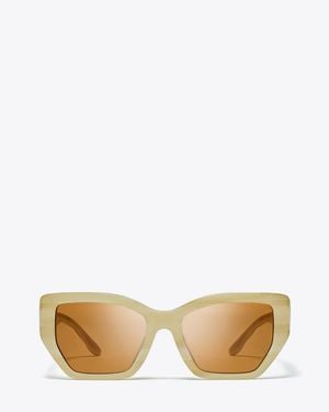Tory Burch Kira Oversized Geometric Sunglasses - Natural