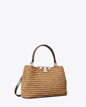 Tory Burch Mini Eleanor Raffia Satchel, One Size - Brown