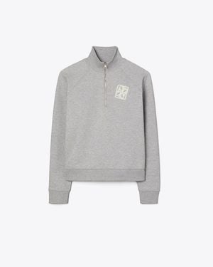 Tory Burch Embroidered French Terry Sweatshirt - Grey