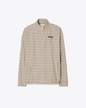 Tory Burch Nylon Plaid Golf Jacket - Natural