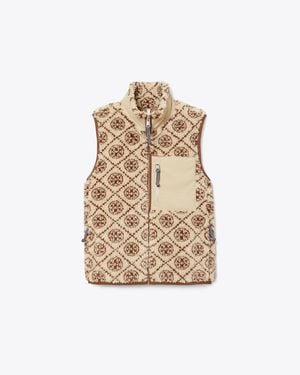 Tory Burch T Monogram Fleece Vest - Natural