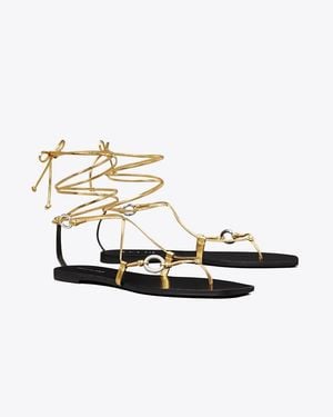 Tory Burch Linked Lace-Up Sandal - White