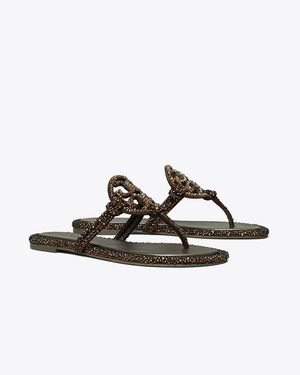 Tory Burch Miller Crystal Knotted Sandal - Brown
