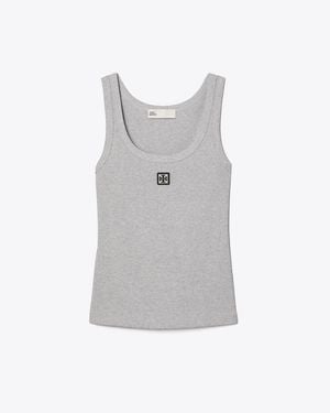 Tory Burch Cotton Scoop Tank - Grey