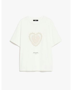 Weekend by Maxmara Barbano Crochet Heart T-Shirt Col: 002, Size: L - White