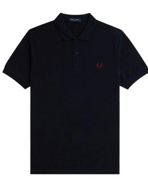 Fred Perry Slim Fit Plain Polo & Burnt - Black