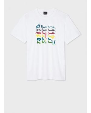 Paul Smith Smudged Letter Graphic T-Shirt Col: 01, Size: L - White