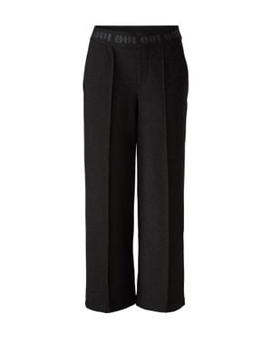 Oui Women's Black Pull On Trousers With Off White Side Stripe 94118 Col 0991 main image 0