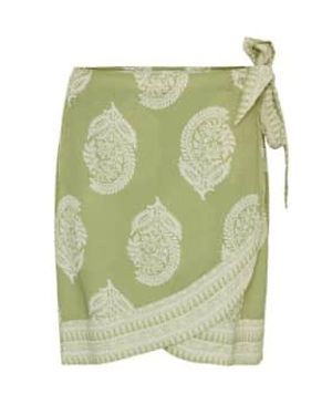 Y.A.S High Waist Wrap Mini Skirt Sage L - Green