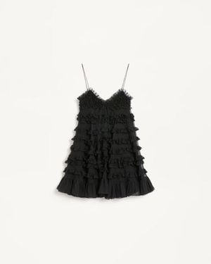 Valentino Kurzes Kleid Aus Chiffon Frau - Schwarz