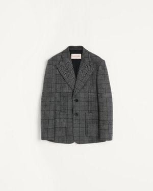 Valentino Einreihige Wolljacke Mit Karomuster. Mann - Mehrfarbig