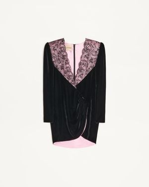 Valentino Kurzes Samtkleid Mit Spitze Frau - Schwarz