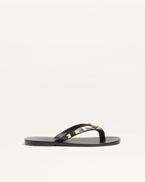Valentino Garavani Rockstud Zehentrenner-Sandalen Aus Kalbsleder 05 Mm Frau - Weiß