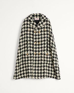 Valentino Cape Aus Wolle Mit Pied De Coq-Muster Mann - Weiß